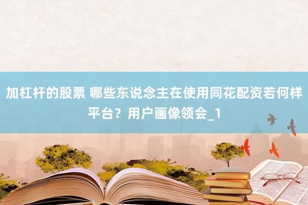 加杠杆的股票 哪些东说念主在使用同花配资若何样平台?用户画像领会_1