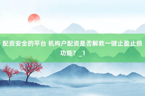 配资安全的平台 机构户配资是否解救一键止盈止损功能?_1